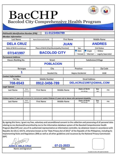 bacchp form|Bacolod City gives 3.